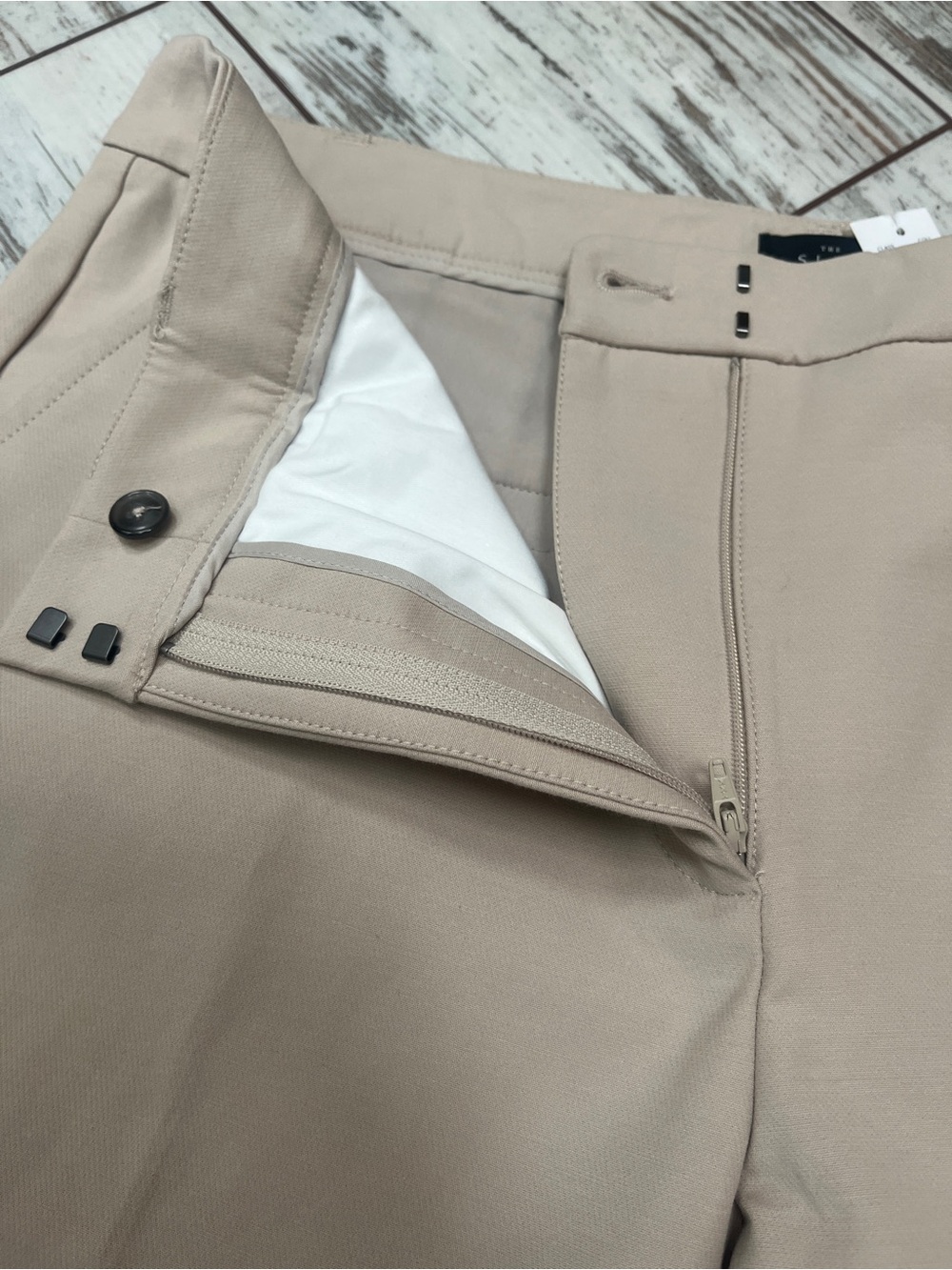 White House Black Market Beige Slim Ankle Trousers Womens 14L Comfort Stretch - Picture 9 of 14